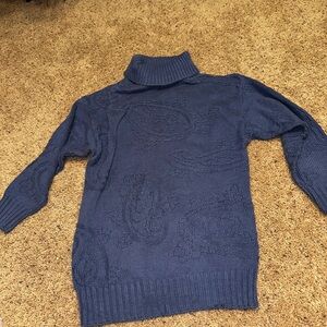 Blue Turtleneck Sweater